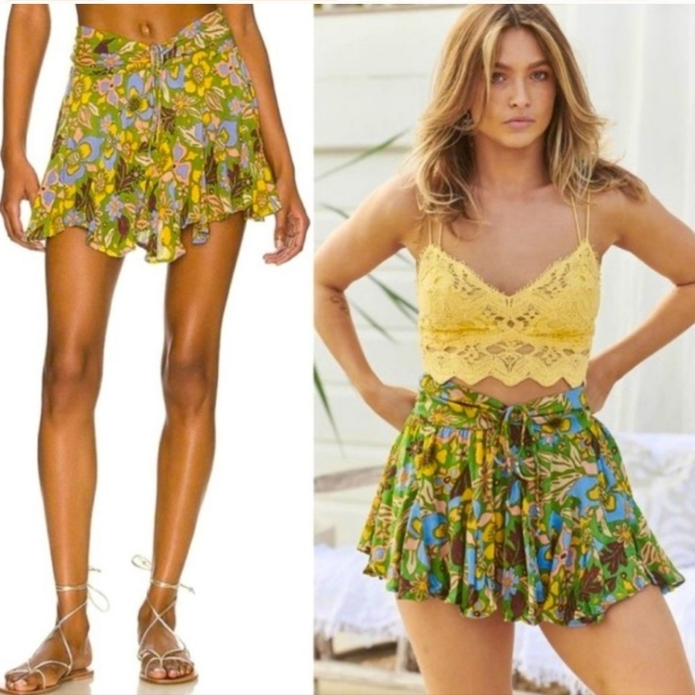 Free People Ellie Mini Skort in Greyed Olive Size L